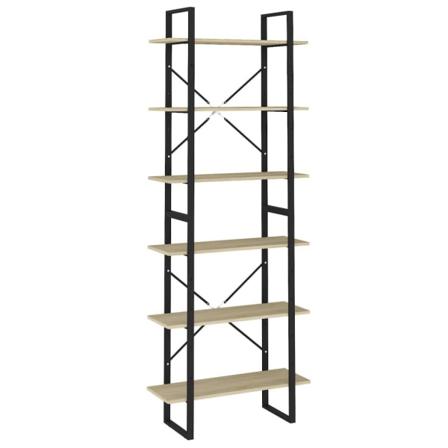 Vidaxl Hög Bokhylla Sonoma-ek 80x30x210 Cm Spånskiva Brun