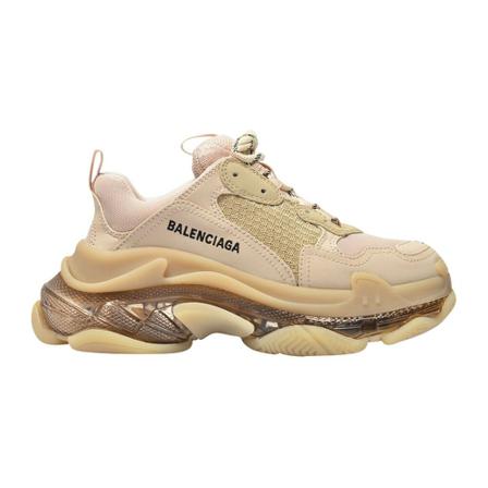 Balenciaga Triple S Clear Sole Sneaker in Nude Fabric , Beige , Dames , Maat: 40 EU