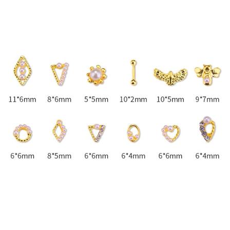 1 Æske Neglekunst Dekoration Negle Rhinestone Manicure DIY Tilbehør Værktøjer (03Pearl legering)
