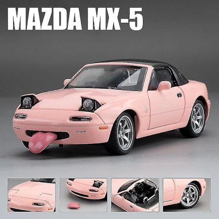Miniature Mazda MX-5 Støbt Model med Lyd & Lys, Legetøjsbil med Døre der Kan Åbnes til Børns Samling [GPA]
