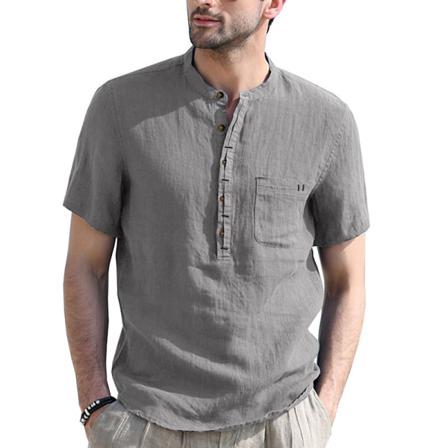 Kortärmade Toppar För Män Mock Neck Blus