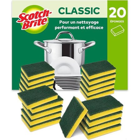 Scotch-Brite Classic rengøringssvamp til intensiv brug, 20 stk. - holdbar skuresvamp, der fjerner fedt