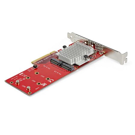 StarTech Dual M.2 PCIe SSD Adapter Card, x8 / x16 Dual NVMe or AHCI M.2 SSD to PCI Express 3.0, M.2 NGFF PCIe (M-Key) Compatible, Vented, Supports