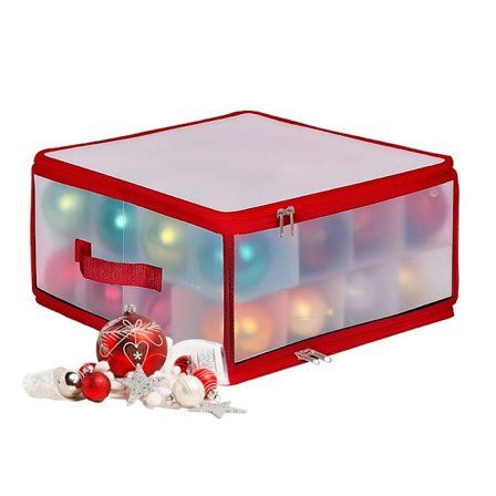 Christmas Ornament Storage Box with Adjustable Dividers