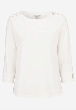 Cellbes of Sweden - Jerseytop med knapper i hvid til damer i størrelse 46/48