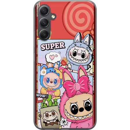 Kompatibelt Mobildeksel til Samsung Galaxy A16 5G Pop Mart Labubu Monstrene fargerik collageillustrasjon kawaii design med søte karakterer samlerstil