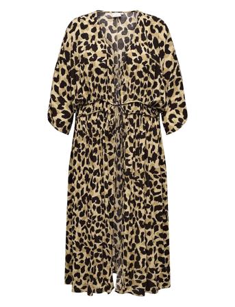 Carbruno Life 3/4 Midi Kimono Aop ONLY Carmakoma Beige