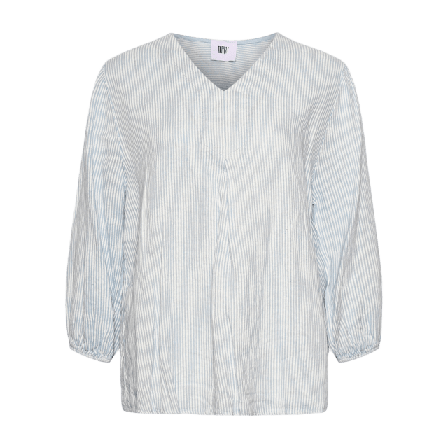 Tiffany Ella, Blouse Stripe, Linen - Light Blue Stripe/white Blusar Dam M/L