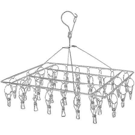 Rustfrit sokketørrestativ i rustfrit stål til tøjstativ med 36 klemmer