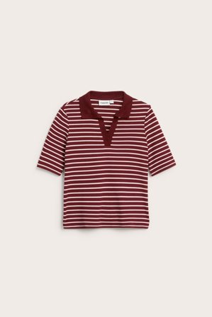 Kappahl | Top z krótkimi rękawami i kołnierzykiem | Czerwony