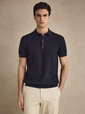 John Henric Men's Marineblaues Strickpolo Regular Fit Size XXL