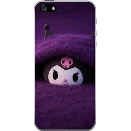 Yhteensopiva Puhelinkuori Apple iPhone 5 Kuromi lilassa pörröisessä ympäristössä, jossa on salaperäinen kawaii-suunnittelu.