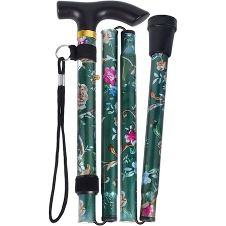 Grøn - 1 Foldbar Vandrestok, Blomst Aluminium Vandrestok,