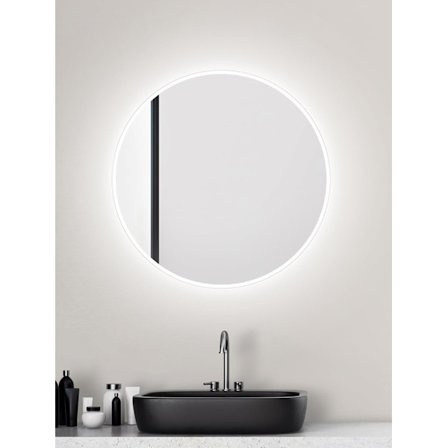 Rundt LED Badespeil - Diameter: 60 cm - Veggspeil med Belysning - Egnet for Våtrom Takket Være Aluminium Farge: Nøytral Hvit