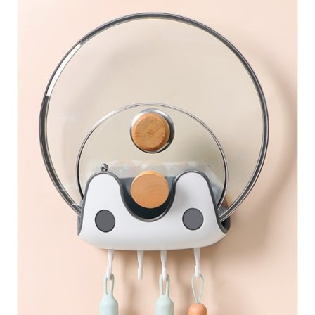 IC Grå Låg Hætteholder Væghylde Hætteholder Selvklæbende Vægmonteret Hætte Organizer Holder Køkken Køkken