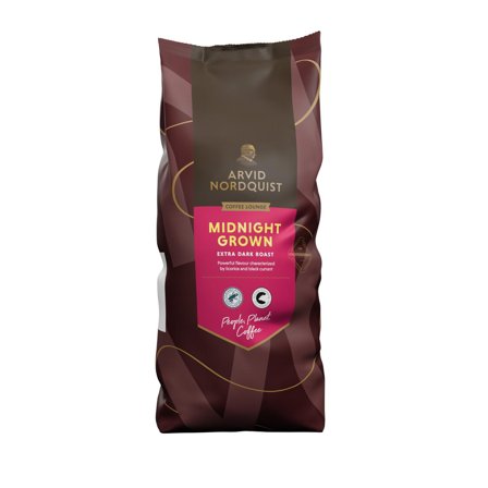 ARVID NORDQUIST Kaffebönor Midnight odlat kaffe, fylligt, extra mörkrostat, 1kg - Lyreco - Kök och servering - Kaffe och te - Hela Bönor
