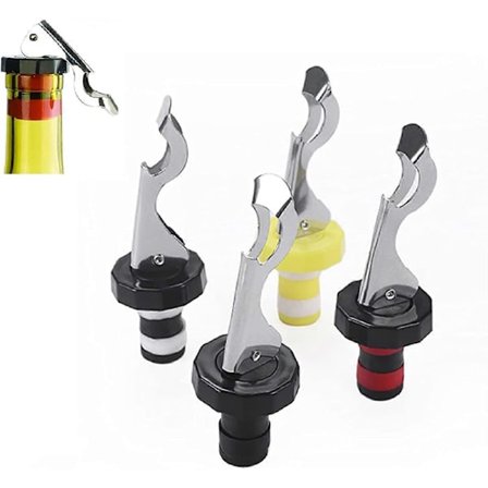 4 kpl pullonkorkkeja vivulla, yleiskäyttöiset pullonsulkijat, viinipullon sulkija, viinikokoelmaan, samppanjalle