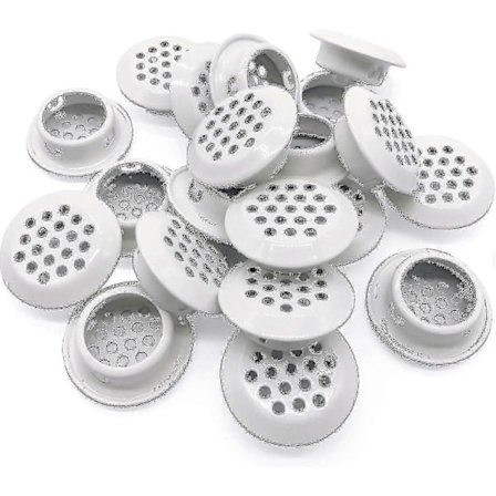 20 stk Luftventiler 25mm Sirkulær Soffit Ventil Rustfritt Stål Rund Ventil Mesh Hull Louvre For Kjøkken Baderom Skap Garderobe (hvit)