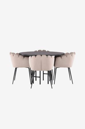Venture Home - Spisegruppe Copenhagen med 4 stk spisestoler Limhamn - Svart - Spisegrupper - Fra Homeroom