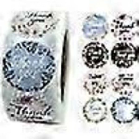 Tacketiketter på rulle, 2,5 cm 1000 st blommor Självhäftande Tacketiketter med 8 olika (FMY)