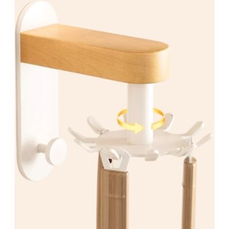 Selvklæbende vægmonteret køkkenredskabsholder, stativ, hvid bøgefarve til ophængning af gryder og pander, spatel, ske, bøjleholder med 10 kroge og 1