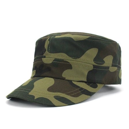 Kamuflasje Flat Top Baseball Cap (Grønn), Militær Stil Cap, Cot