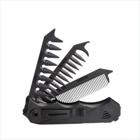 3-in-1 taitettava matkapartakampa - kannettava kaksihampainen, tiheä ja leveä hammaskampa parralle ja hiuksille Black