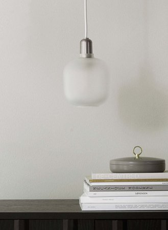 Amp taklampe small Ø14 - hvit/matt aluminium