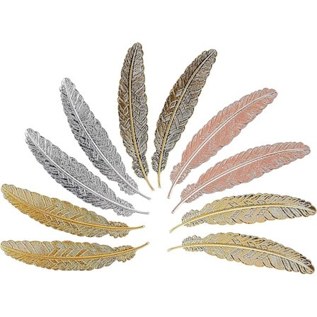 Metallfjærbokmerker Enkle Elegante Og Tynne Fjærformede Bokmerker Ideell Gave Til Voksne, Barn