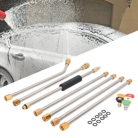 Högtryckstvättförlängningsstavsats 4000PSI Rännarengöringsverktyg med 5 Munstyckstips för Bil
