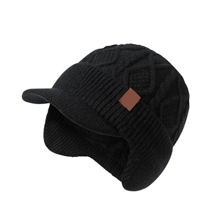 Herre Varm Strikket Hue med Tykt For Øreklapper Vinter Varm Baseball Kasket til Ski Bjergbestigning Daglig Transport Marineblå