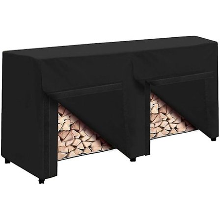 8 fot vedstativ med trekk, vanntett utendørs vedholder, peis tungt stabler for uteplass vedlagring stålrørformet vedstabel [DB]