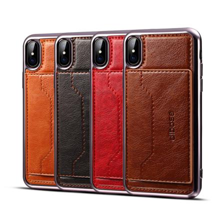 Trendigt Iphone Xs/x Konstläderskal Med Kortficka Ljusbrun