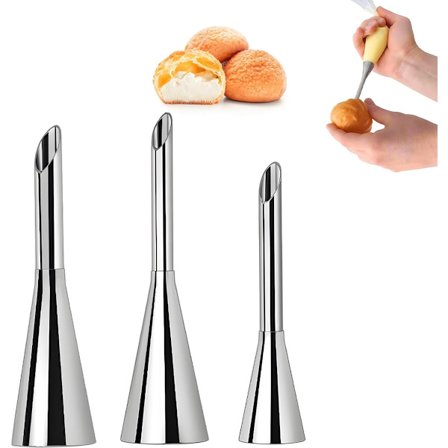 Kakedekorasjonstips - 3 deler - Pisket krem sprøyting - Garnityrsprøyting - Dyser i rustfritt stål