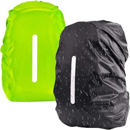 2-pak regntrekk for skolesekker med refleksstriper - Vanntett regnbeskyttelse - for utendørs - for camping tur