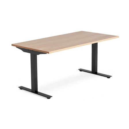 Desk MODULUS, T-frame, 1600x800 mm, silver frame, oak