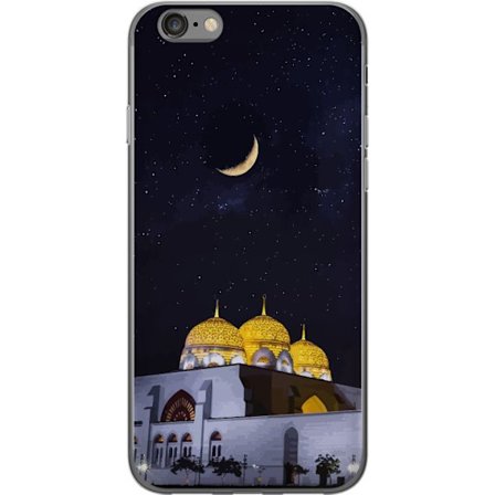 Kompatibel Mobilcover til Apple iPhone 6 Stjerneklar nat med gyldne kupler og halvmåne over oplyst moské