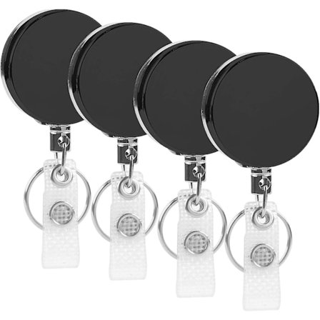 4-pak Heavy Duty Tilbagetrækkelig Badgeholder Rulle, Metal Id Badge Rulle