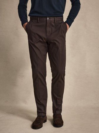 John Henric Men's Braune Chinohose Straight Fit Size 46