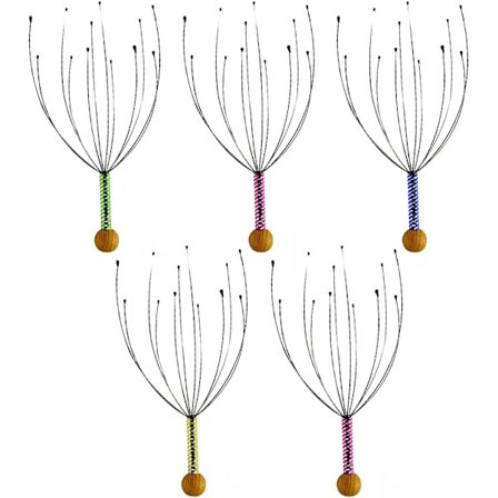 Hode Massasjeapparat 5-Dels Sett Håndholdt Terapi Hode Skrape Tråd Hode Massasjeapparat med Trehåndtak for Hjemme Spa Avslapning og Rekreasjon