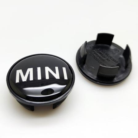 Til Mini Wing Navkapsler 54mm -MINI Bogstav Sort (Pakke med Fire)