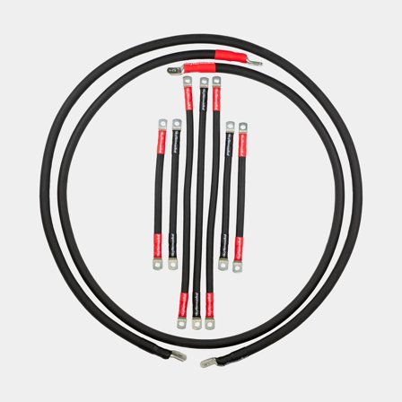 Färdigpressad förtennad kopparkabel Skyllermarks, rund, 35 mm², 0.7 meter, M6 + M6, svart (minus)