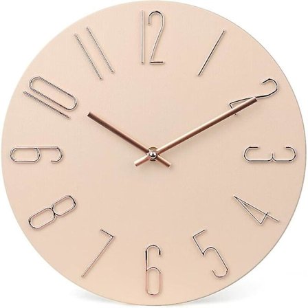Klokke Moderne Veggklokke 30cm Stille Ikke-Tikkende Batteridrevet Veggklokker i Tre - Beige