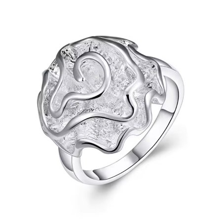 925 Sterling Silver Ring med rosa blomma, charmigt mode smycke, 5-10