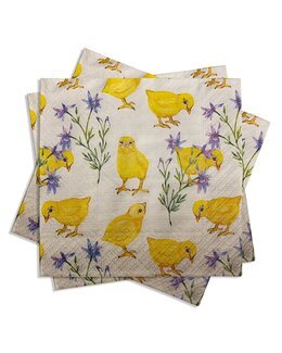 Servetter Kycklingar Gul - Påsk - Pixie Design