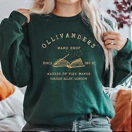 Wizard Book Shop Genser HP Genser Magiske Trollmann Hettegensere Dame Langermet Genser Bok Nerd Pullover Fans Gave Hettegenser (XXL mørkegrønn)