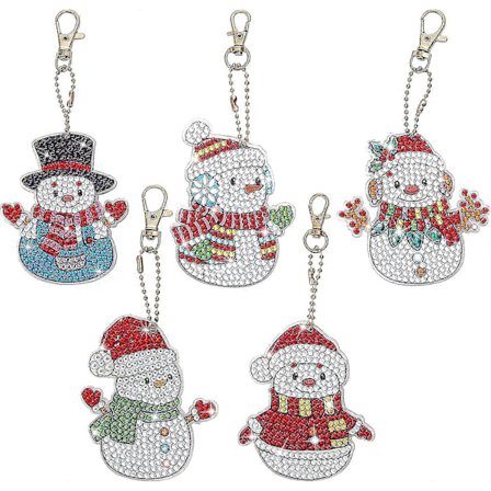 5 kpl DIY 5D timanttimaalaus avaimenperä lumiukko timantti