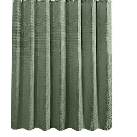 Salviegrøn Bruseforhæng, Stof Bruseforhæng, Vandafvisende, 12 Metal Hængesløjfer bean green