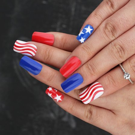 Limpist Nagel Lim på Nagel Konstgjord Falsk Nagel Självständighetsdagen Tryck på Nagel