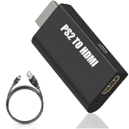 Ps2 till Hdmi-omvandlare Adapter, Videokonverter Ps2 till Hdmi-omvandlare med 3,5 mm ljud
